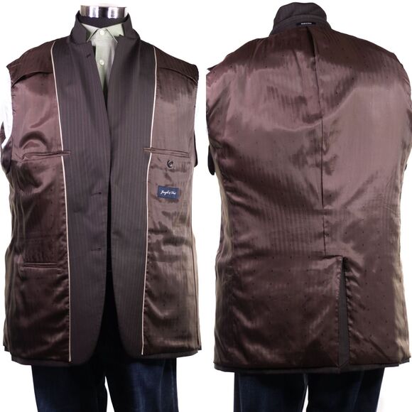 mens Brown Striped JOSEPH & FEISS blazer jacket sport suit coat classic fit 44R - Picture 10 of 11